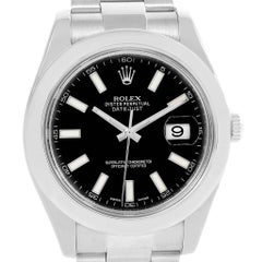 Rolex Datejust II Black Dial Stainless Steel Men's Watch 116300 Box Card
