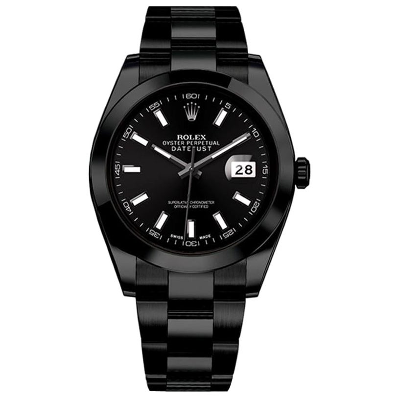 Rolex Datejust II Schwarz PVD/DLC Austernuhr mit schwarzem Zifferblatt und schwarzem Zifferblatt im Angebot