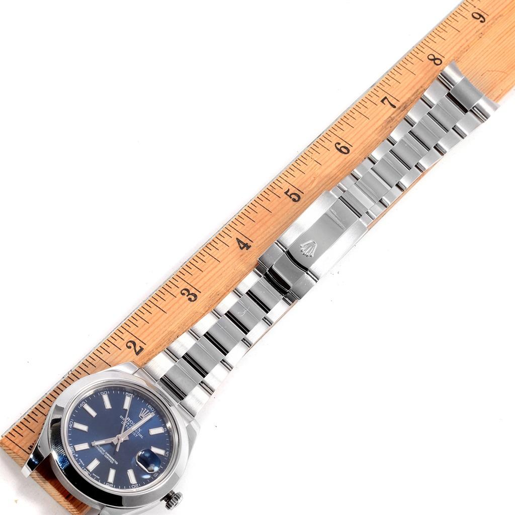 Rolex Datejust II Blue Baton Dial Steel Men’s Watch 116300 Box Card 6
