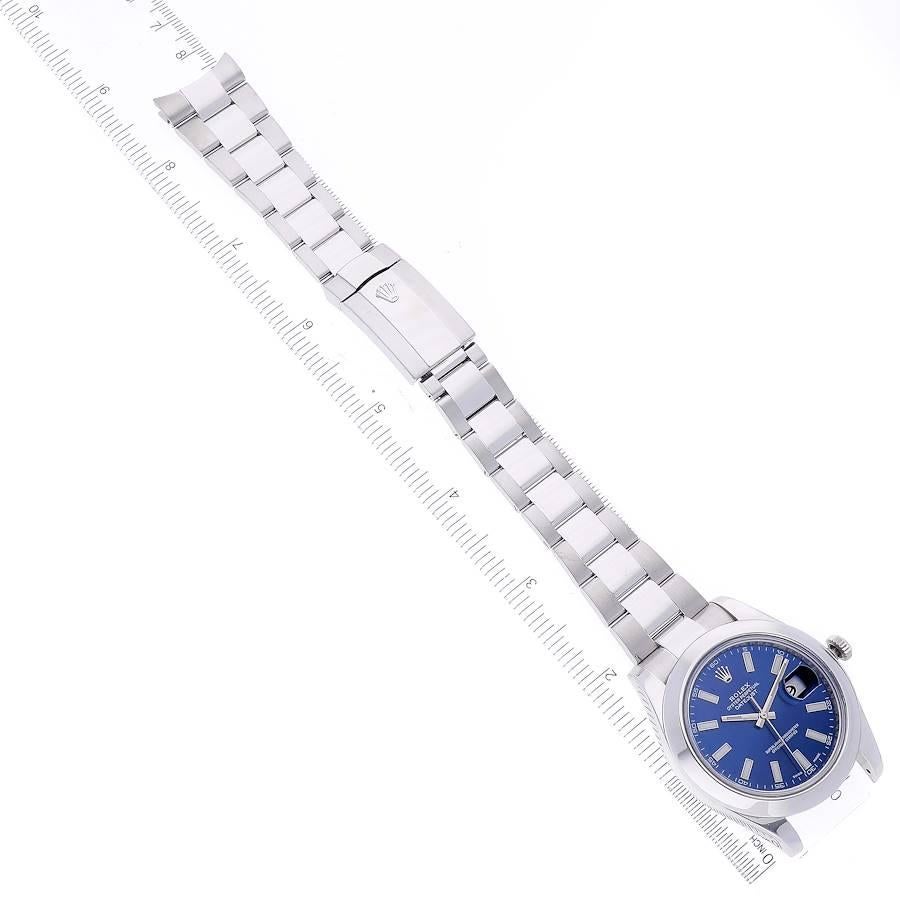 Rolex Datejust II Blue Baton Dial Steel Mens Watch 116300 Box Card 3