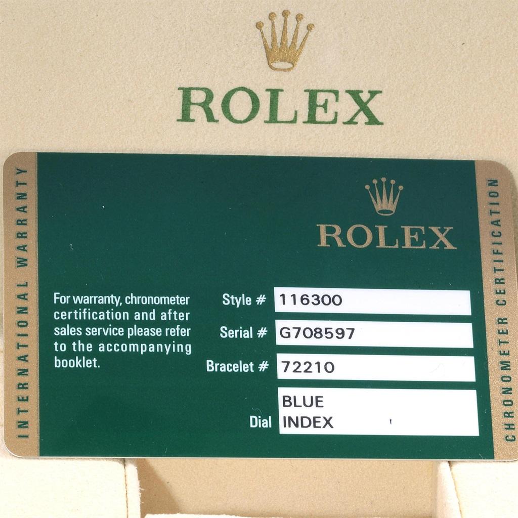 Rolex Datejust II Blue Baton Dial Steel Men’s Watch 116300 Box Card 7