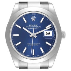 Rolex Datejust II Blue Baton Dial Steel Mens Watch 116300