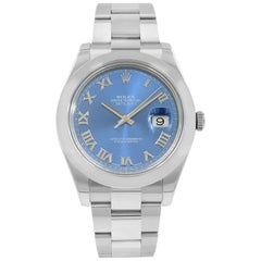 Rolex Datejust II Blue Sunray Roman Dial Steel Automatic Men's Watch 116300