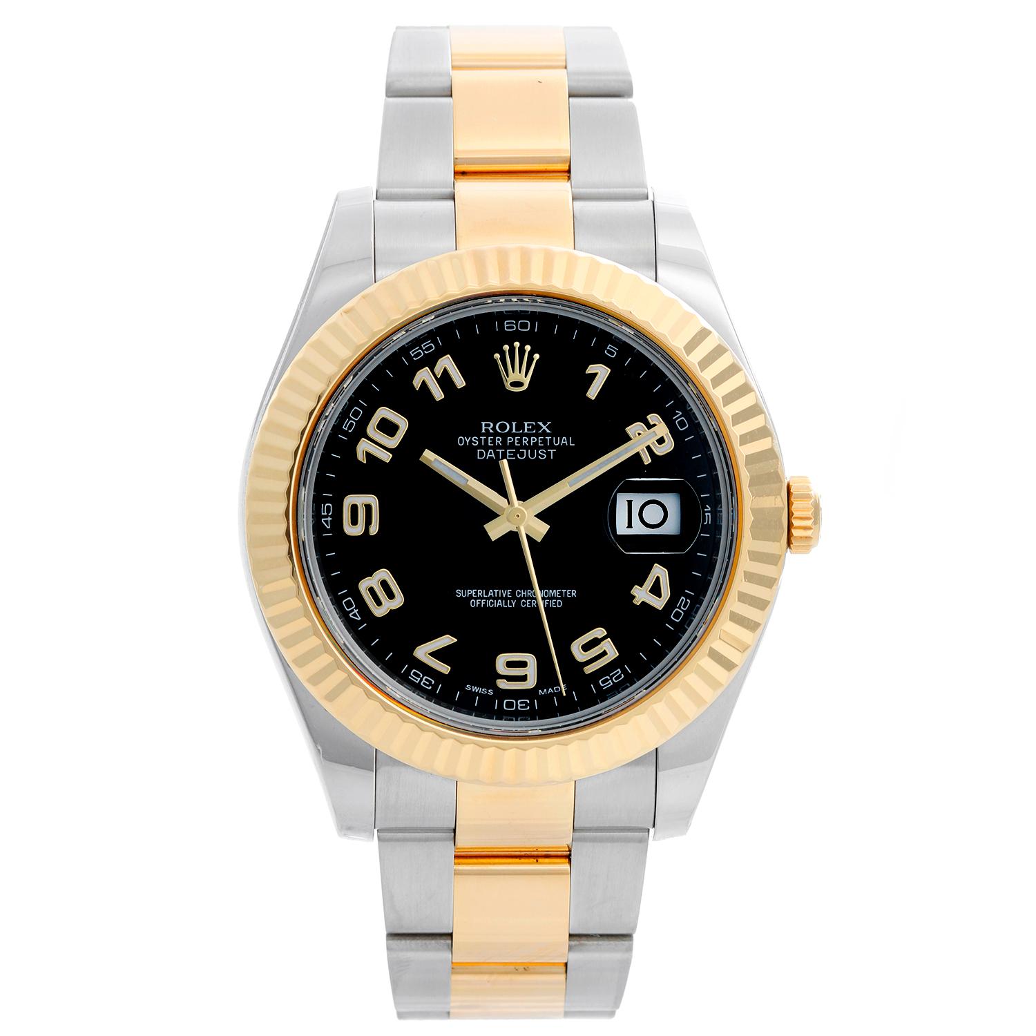 Rolex Datejust II Men's 2-Tone Watch 116333 Black Arabic Dial