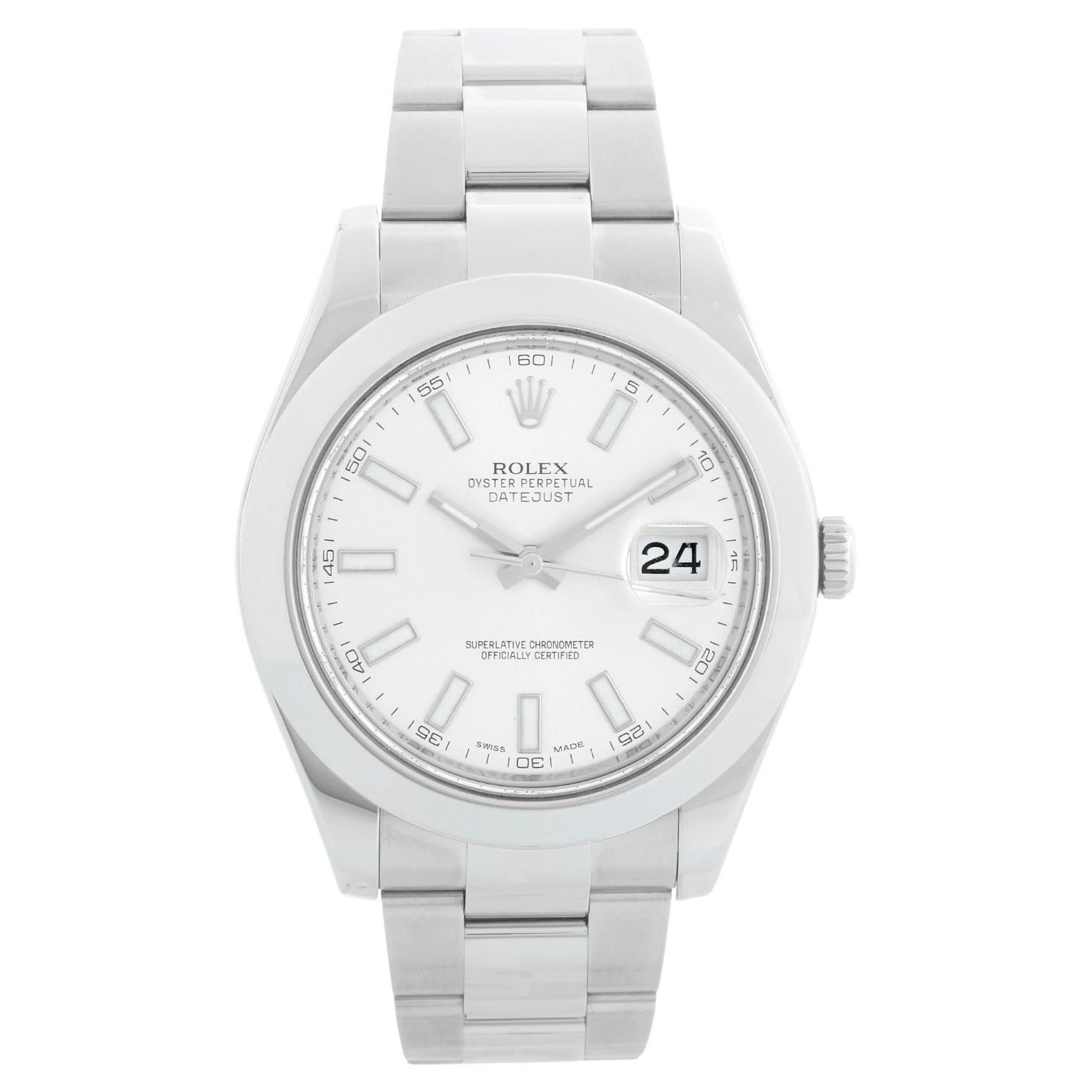 Reloj Rolex Datejust II de acero inoxidable con esfera plateada de 41 mm para hombre 116300