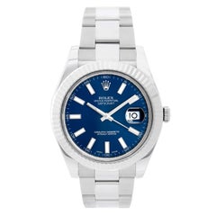 Rolex Datejust II Men's Stainless Steel Watch 116334 Blue Index