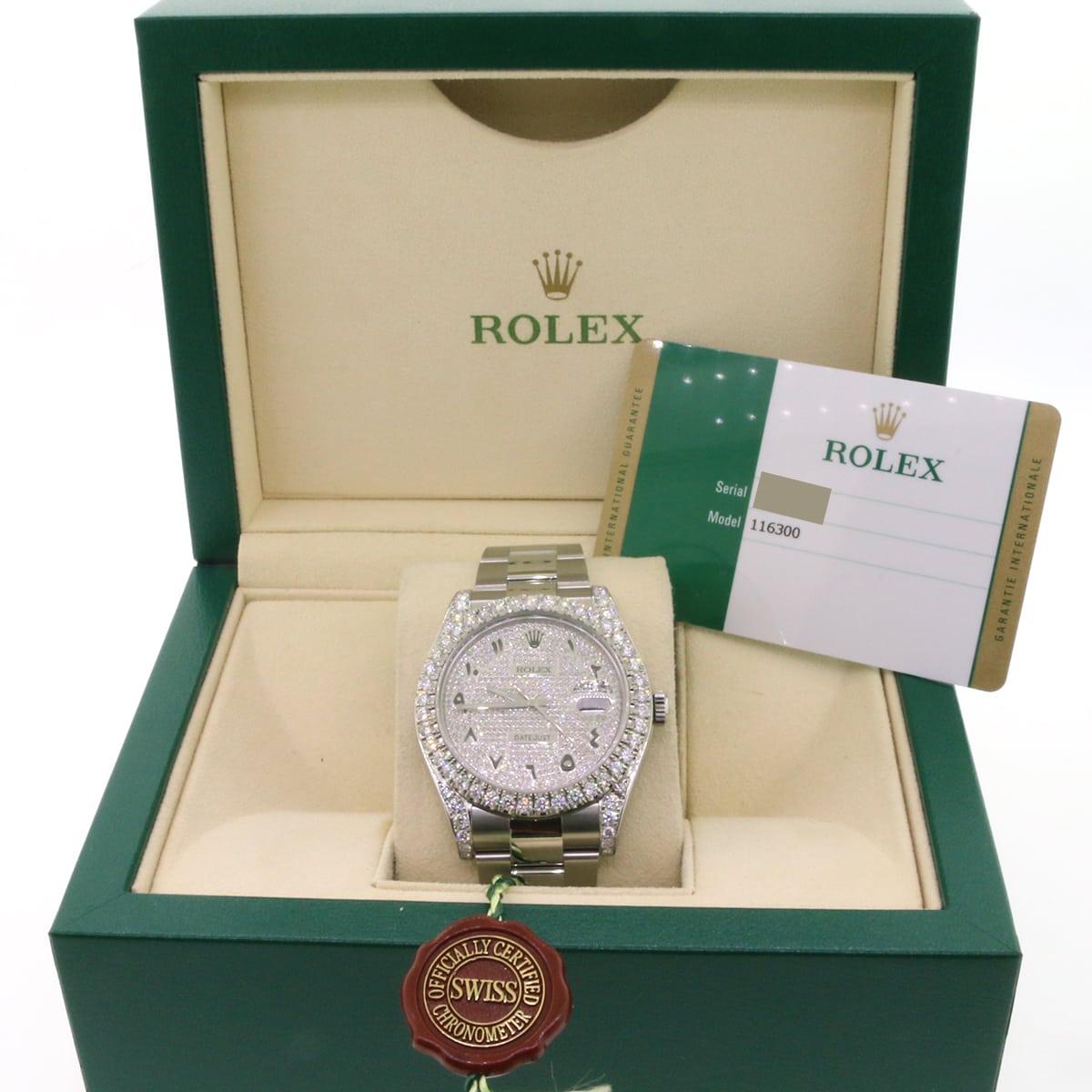 Rolex Datejust II Pave Dial Steel Watch 116300 with 5.57 Diamonds Box and Papers For Sale 2