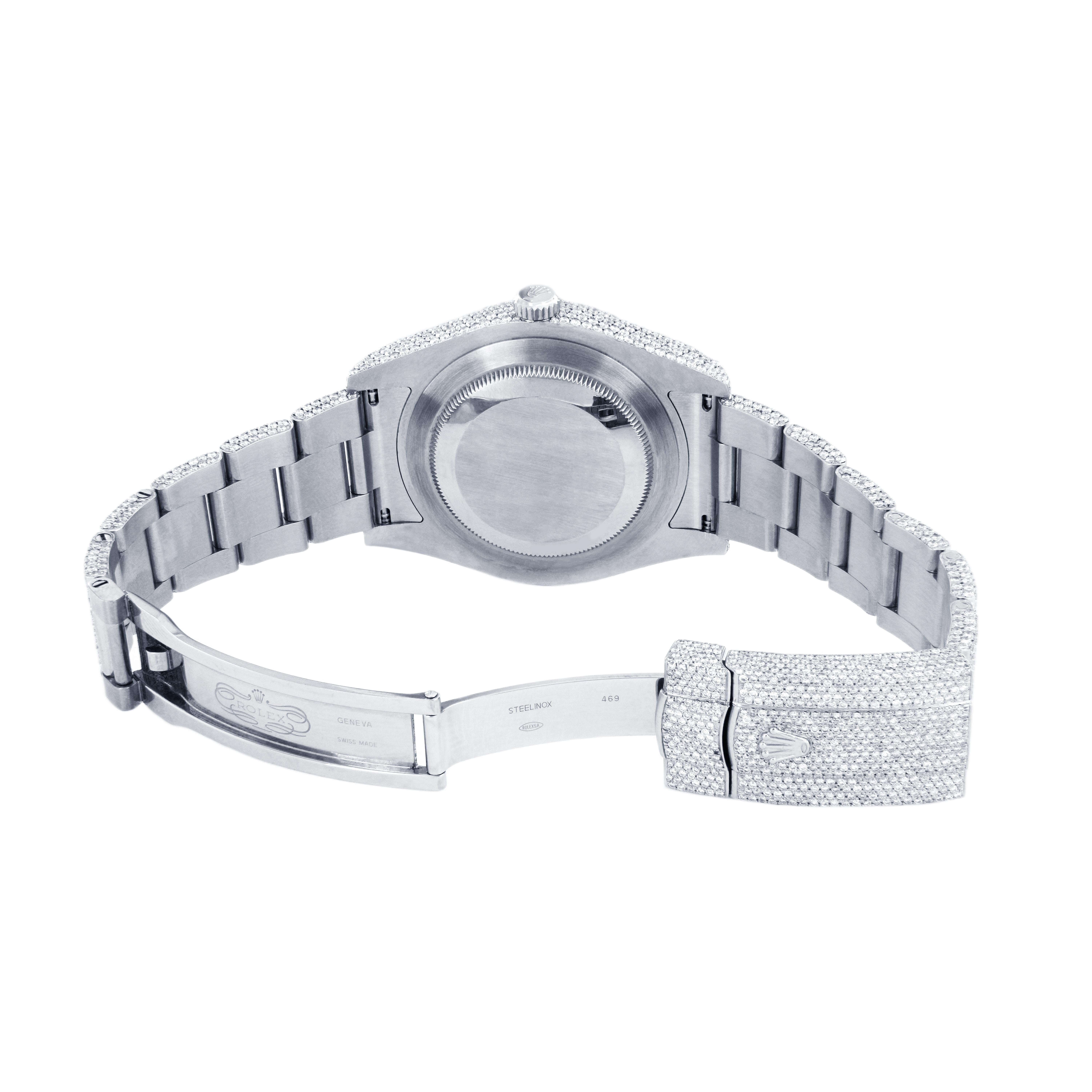 Rolex Datejust II Uhr mit römischen Ziffern und Aftermarket-Diamant Zifferblatt (Rundschliff) im Angebot