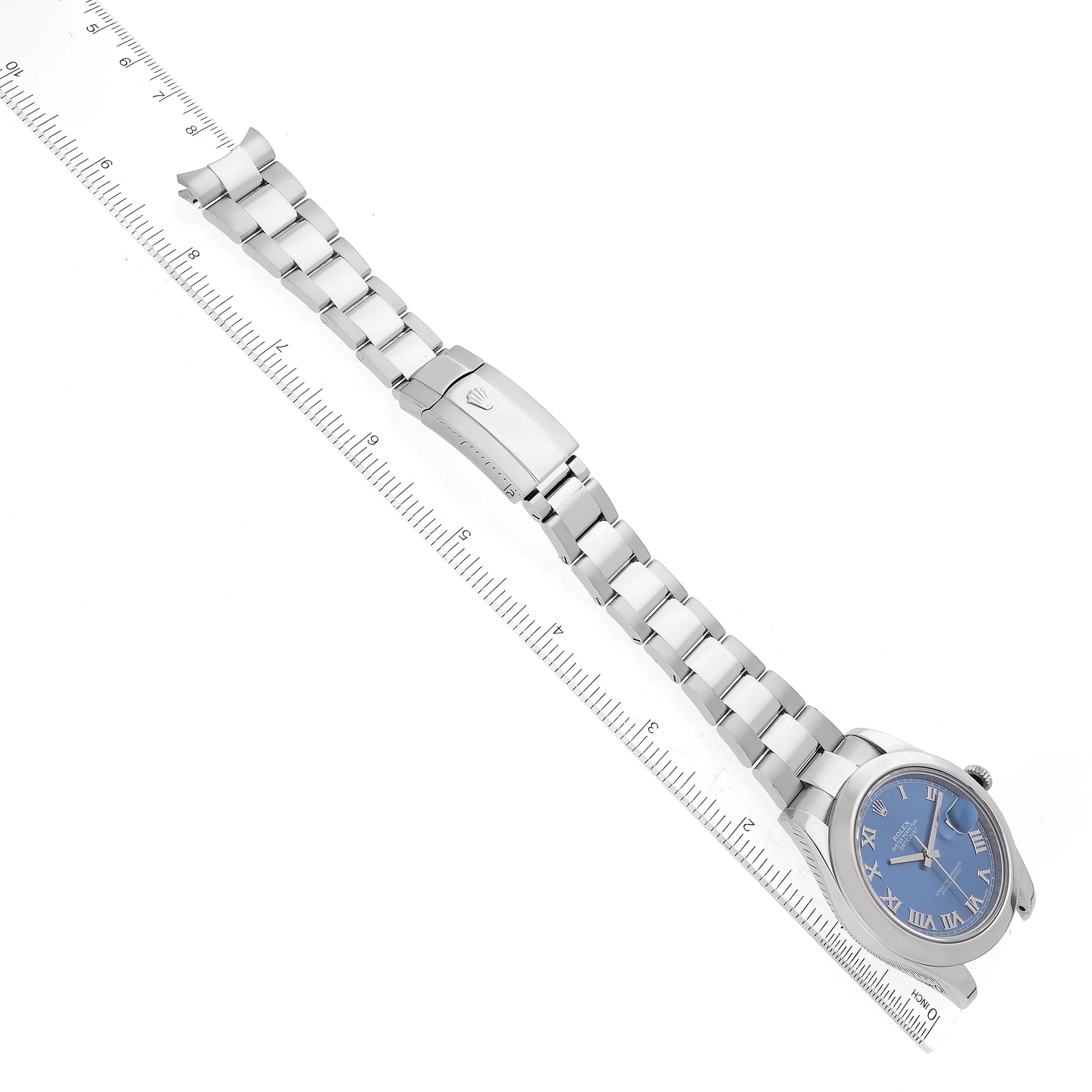Rolex Datejust II Smooth Bezel Blue Roman Dial Steel Mens Watch 116300 8