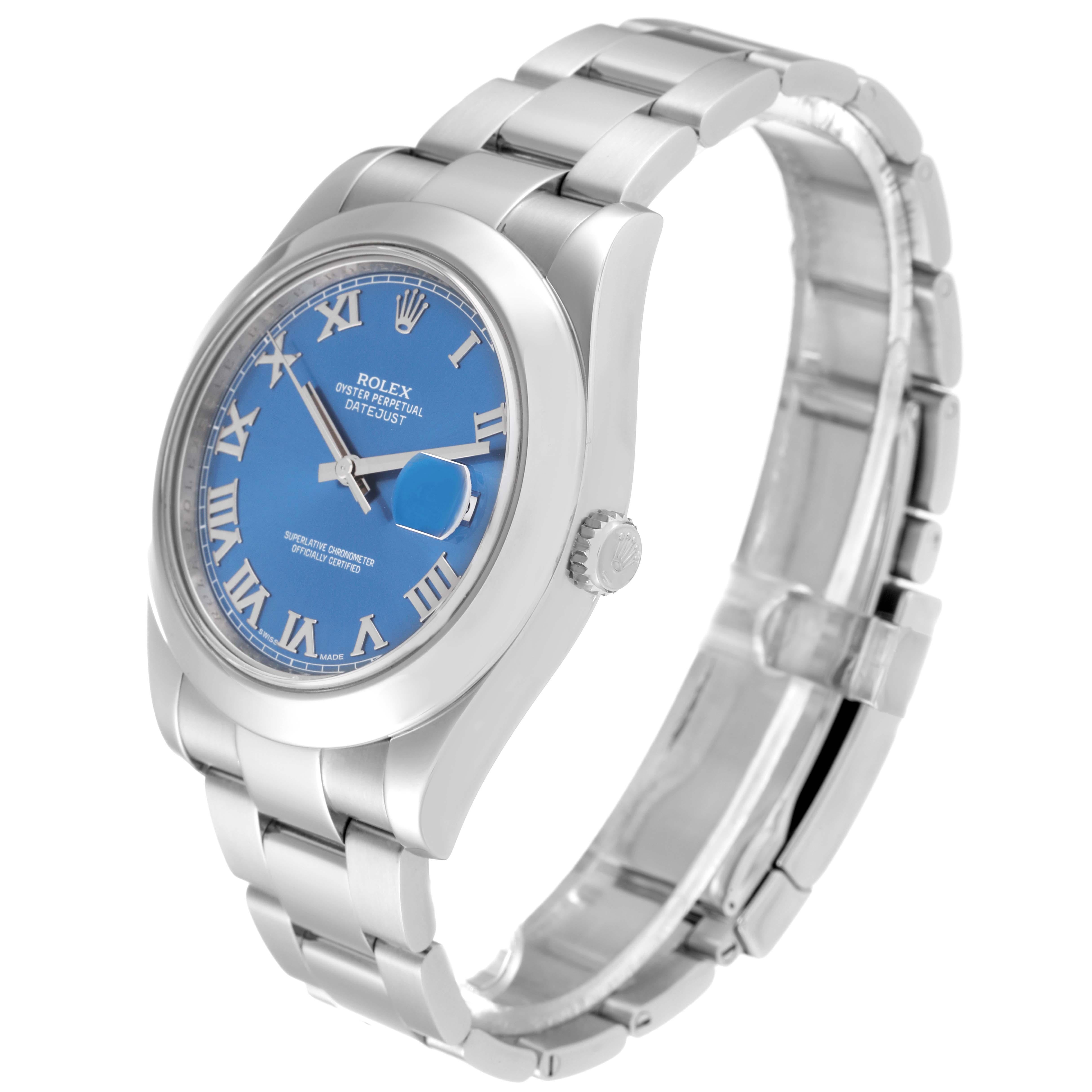Rolex Datejust II Smooth Bezel Blue Roman Dial Steel Mens Watch 116300 2