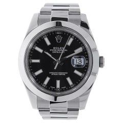 Rolex Datejust II Stainless Steel Black Index Dial Watch 116300