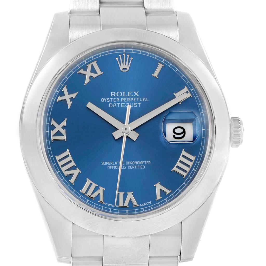 Rolex Datejust II Stainless Steel Blue Roman Dial Watch 116300 1