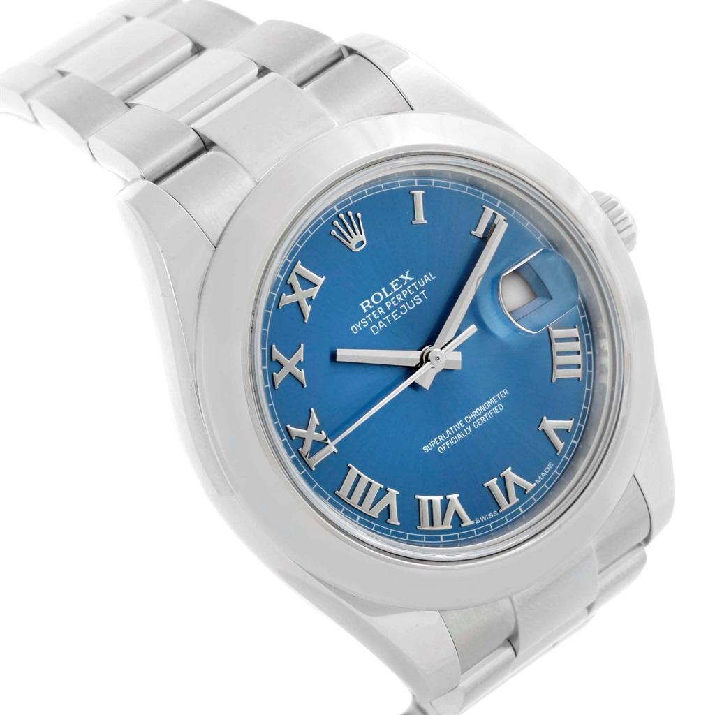 Rolex Datejust II Stainless Steel Blue Roman Dial Watch 116300 2