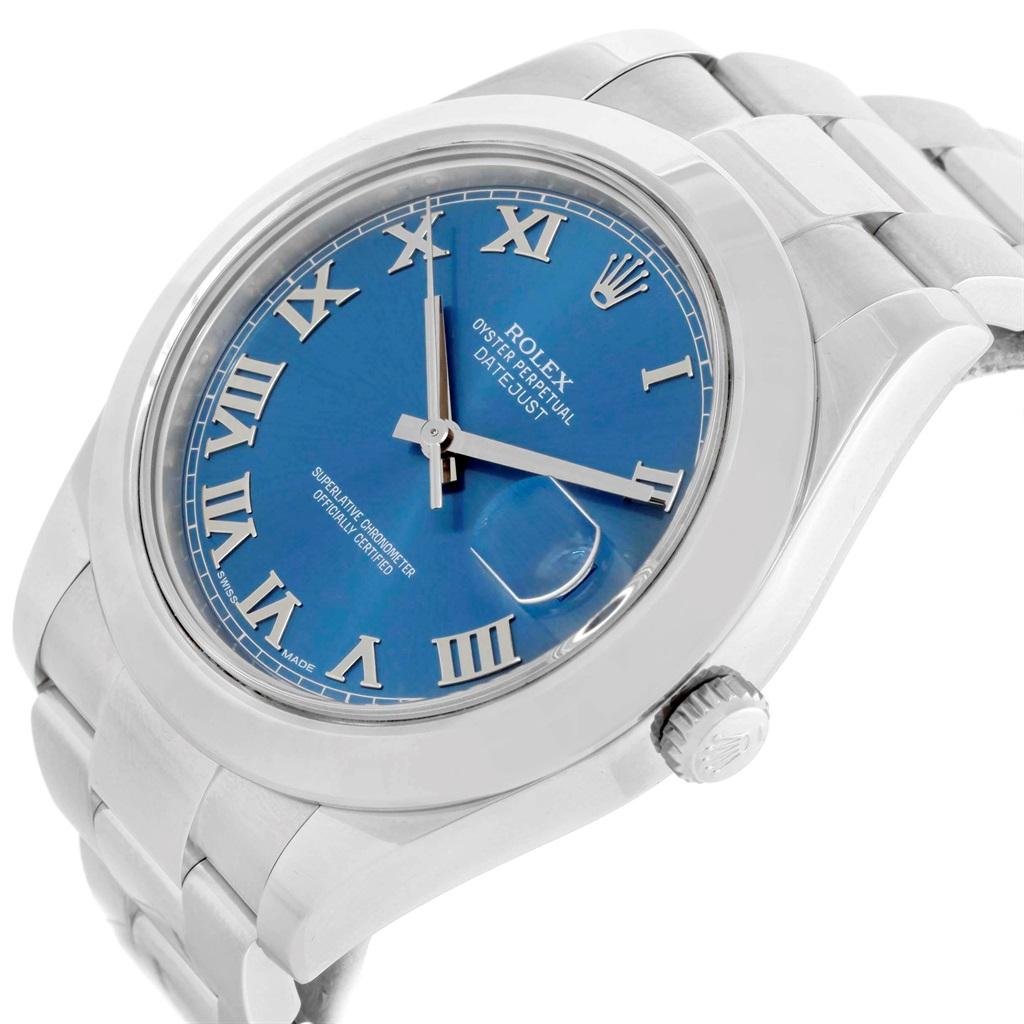 Rolex Datejust II Stainless Steel Blue Roman Dial Watch 116300 3