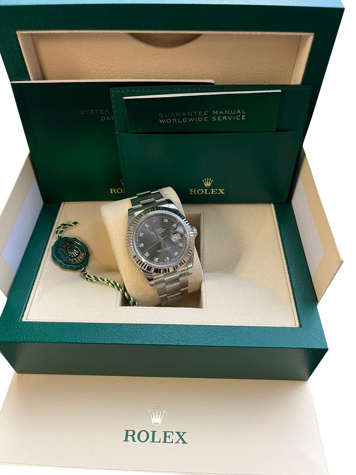 Rolex Datejust II 41 mm Edelstahl Diamant-Zifferblatt Herren Oyster-Uhr 116334 im Angebot 6