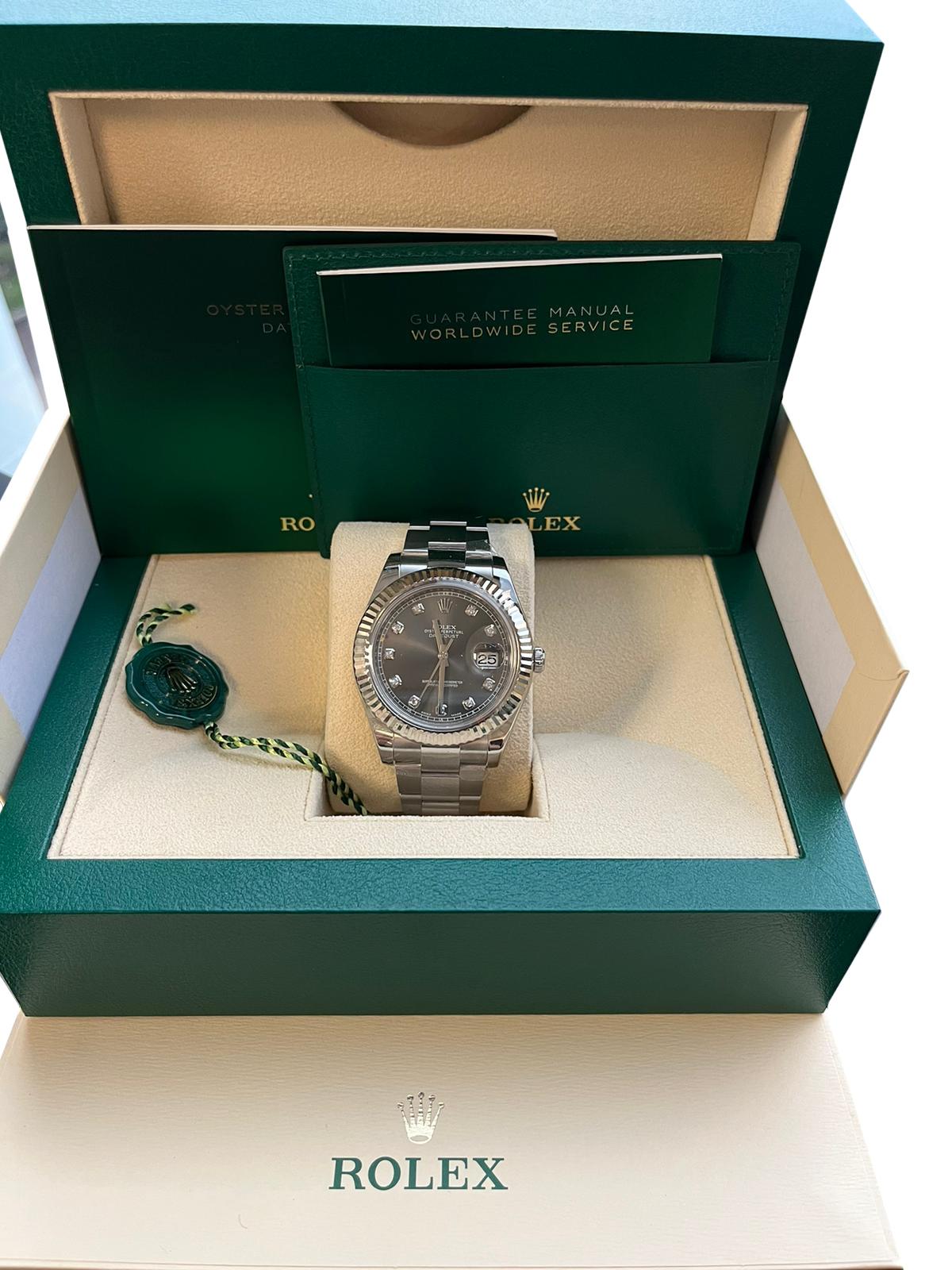 Rolex Datejust II 41 mm Edelstahl Diamant-Zifferblatt Herren Oyster-Uhr 116334 im Angebot 8