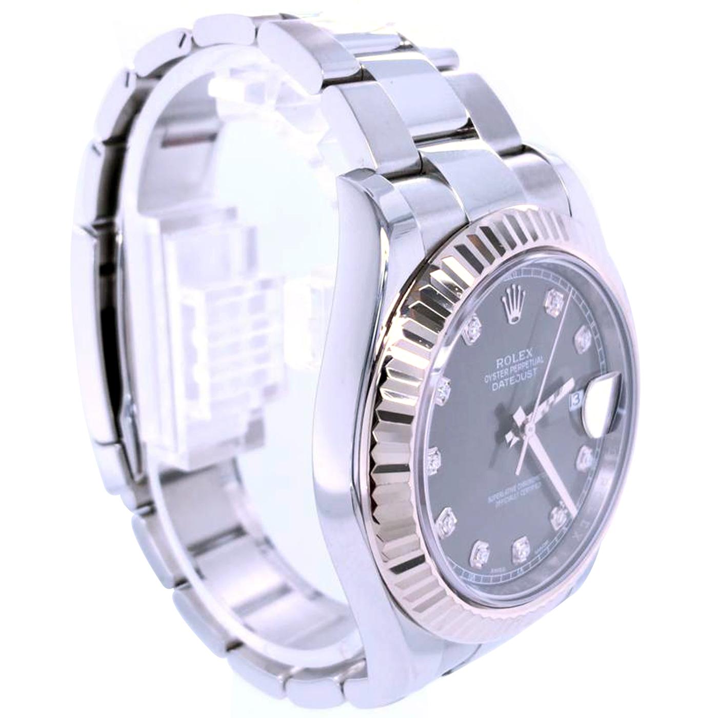 Rolex Datejust II 41 mm Edelstahl Diamant-Zifferblatt Herren Oyster-Uhr 116334 im Zustand „Gut“ im Angebot in Aventura, FL
