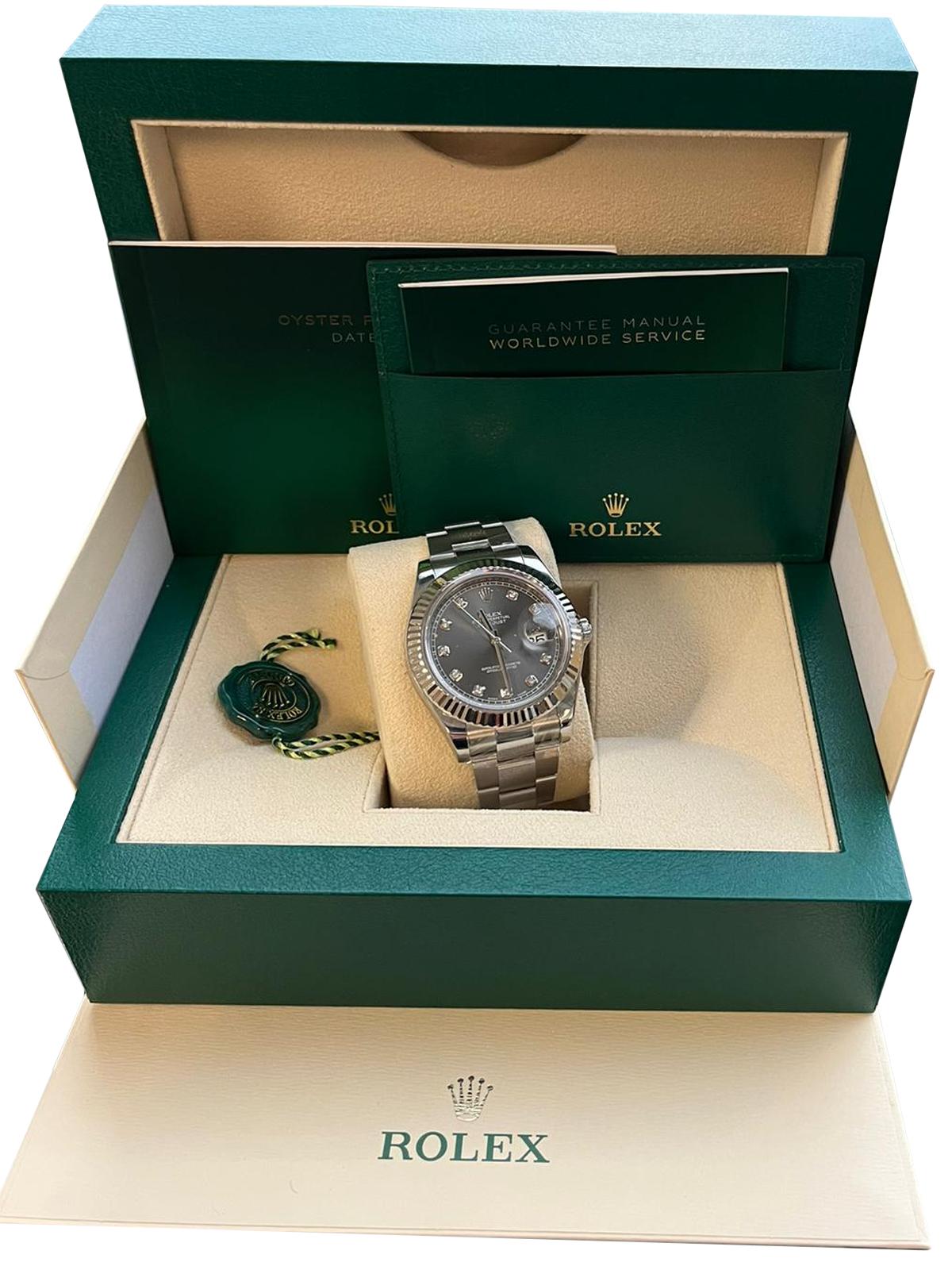 Rolex Datejust II 41mm Stainless Steel Diamond Dial Men's Oyster Watch 116334 In Good Condition For Sale In Aventura, FL