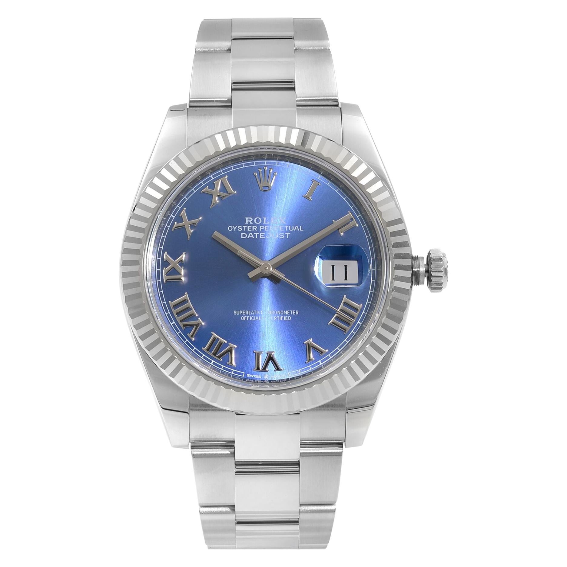 Rolex Datejust II Steel 18k White Gold Blue Dial Automatic Men's Watch 116334