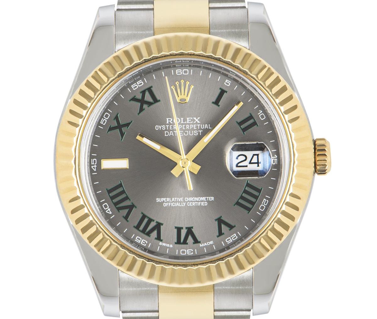 Rolex Datejust II Steel and Gold Wimbledon Dial 116333 Watch In Excellent Condition In London, GB