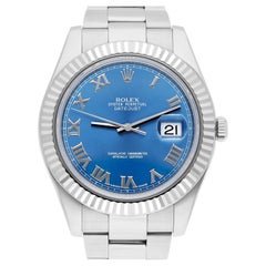 Rolex Datejust II Steel Blue Roman Dial Oyster Bracelet Mens 41mm Watch 116334