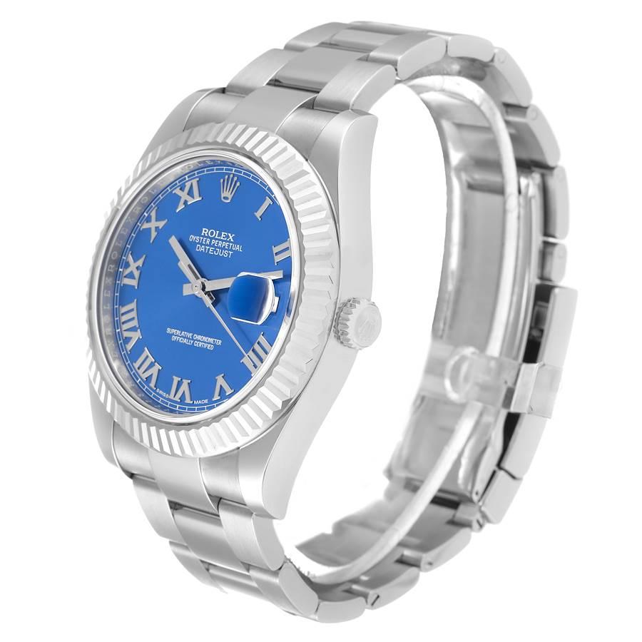 Rolex Datejust II Stahl Weißgold Blaues r�ömisches Zifferblatt Herrenuhr 116334 Box Kartene 1