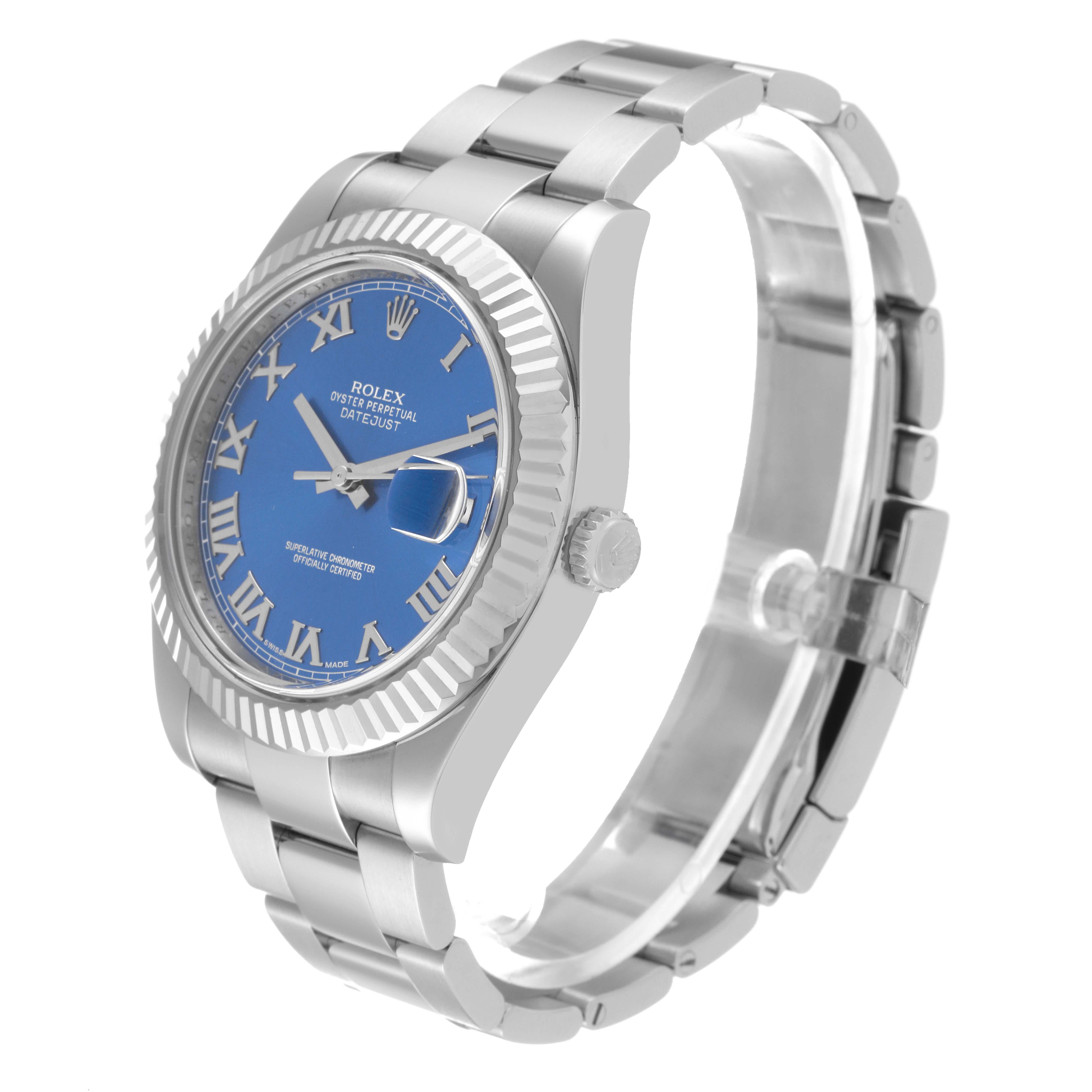 Men's Rolex Datejust II Steel White Gold Blue Roman Dial Mens Watch 116334