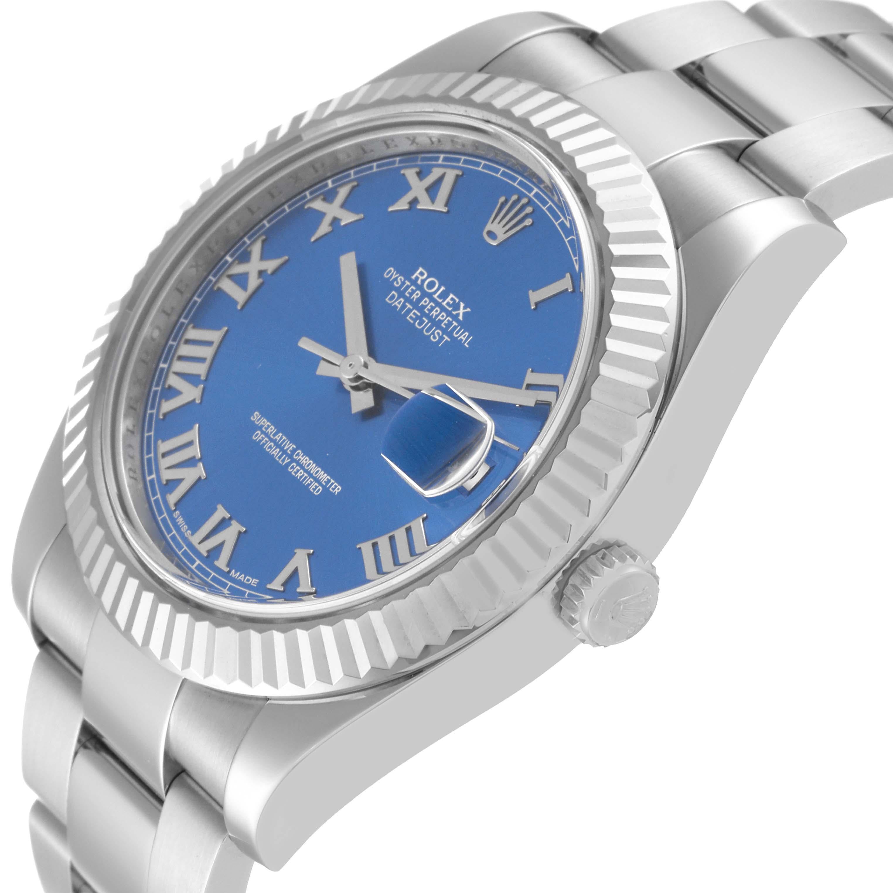Rolex Datejust II Steel White Gold Blue Roman Dial Mens Watch 116334 1