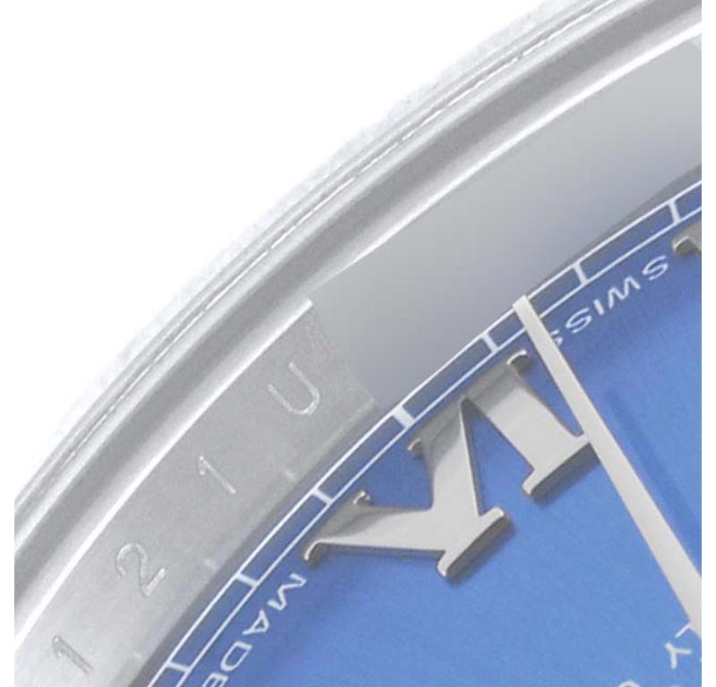 Rolex Montre Datejust II en acier, or blanc, cadran romain bleu 116334 en vente 3