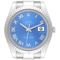 rolex 116334 blue Rolex Datejust II Steel White Gold Blue Roman Dial Mens Watch 116334