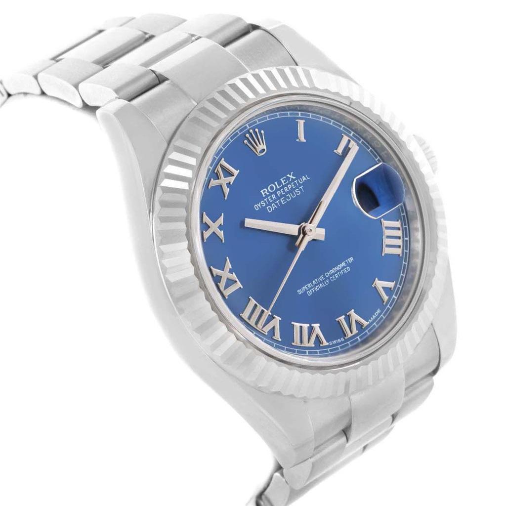 Rolex Datejust II Steel White Gold Blue Roman Dial Watch 116334 For Sale 7