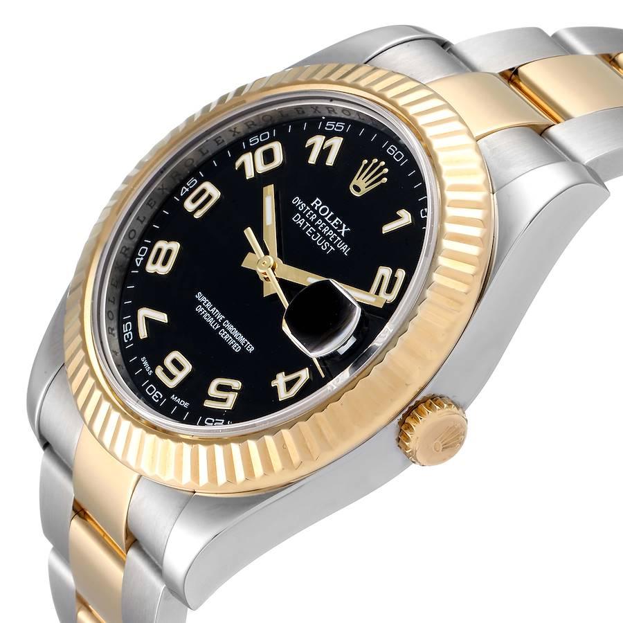 Rolex Datejust II Steel Yellow Gold Black Dial Men's Watch 116333 For Sale 2