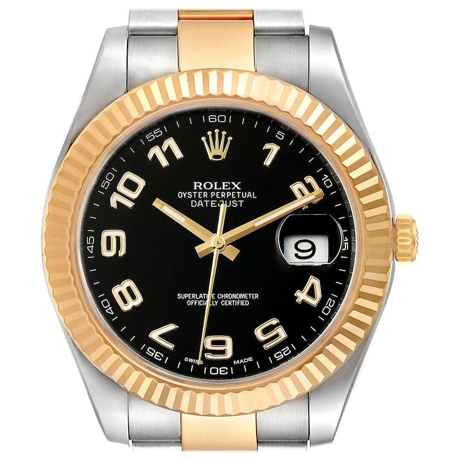Rolex Datejust II Steel Yellow Gold Black Dial Men's Watch 116333