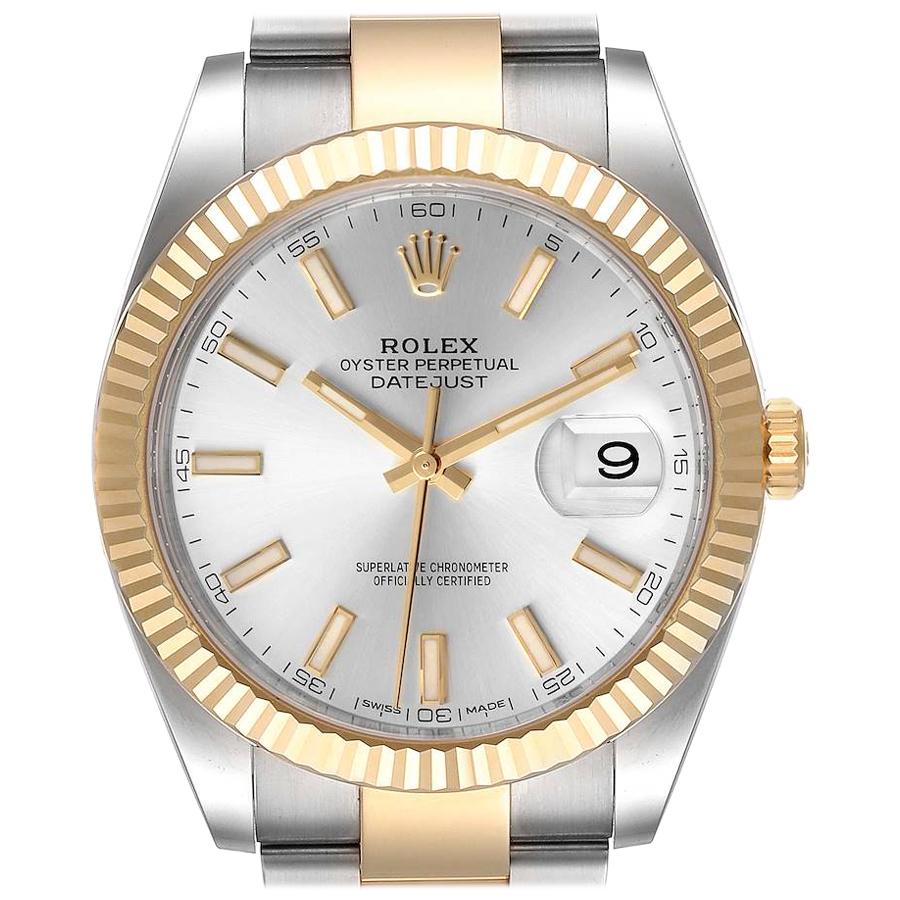 Rolex Datejust II Steel Yellow Gold Silver Dial Watch 116333 For Sale