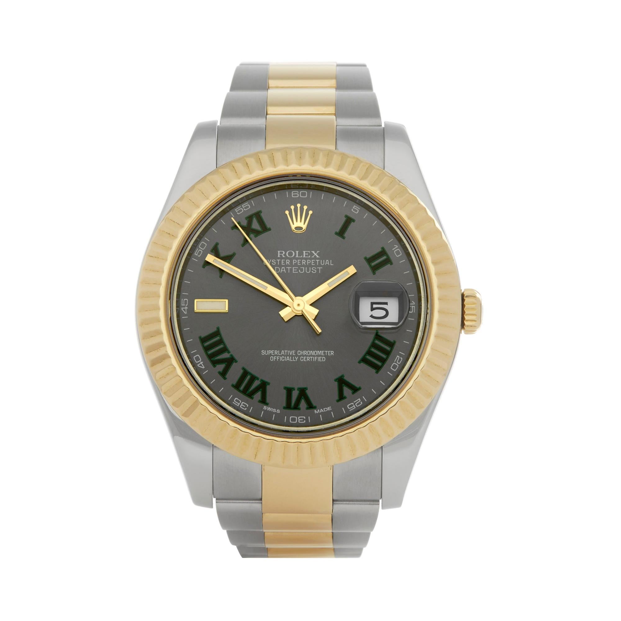 Rolex Datejust II Wimbledon Stainless Steel and Yellow Gold 116333 at  1stDibs | rolex wimbledon on wrist