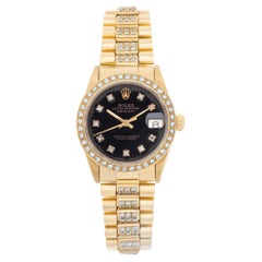 Rolex Montre Datejust en or jaune 18 carats avec cadran, lunette et bracelet en diamants, réf. 68278