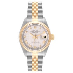 Rolex Datejust Ivory Pyramid Dial Steel Yellow Gold Ladies Watch 69173 Papers