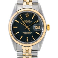 Rolex Datejust Jubilee 1600 Automatic 2-Tone 18k Yellow Gold Black Dial