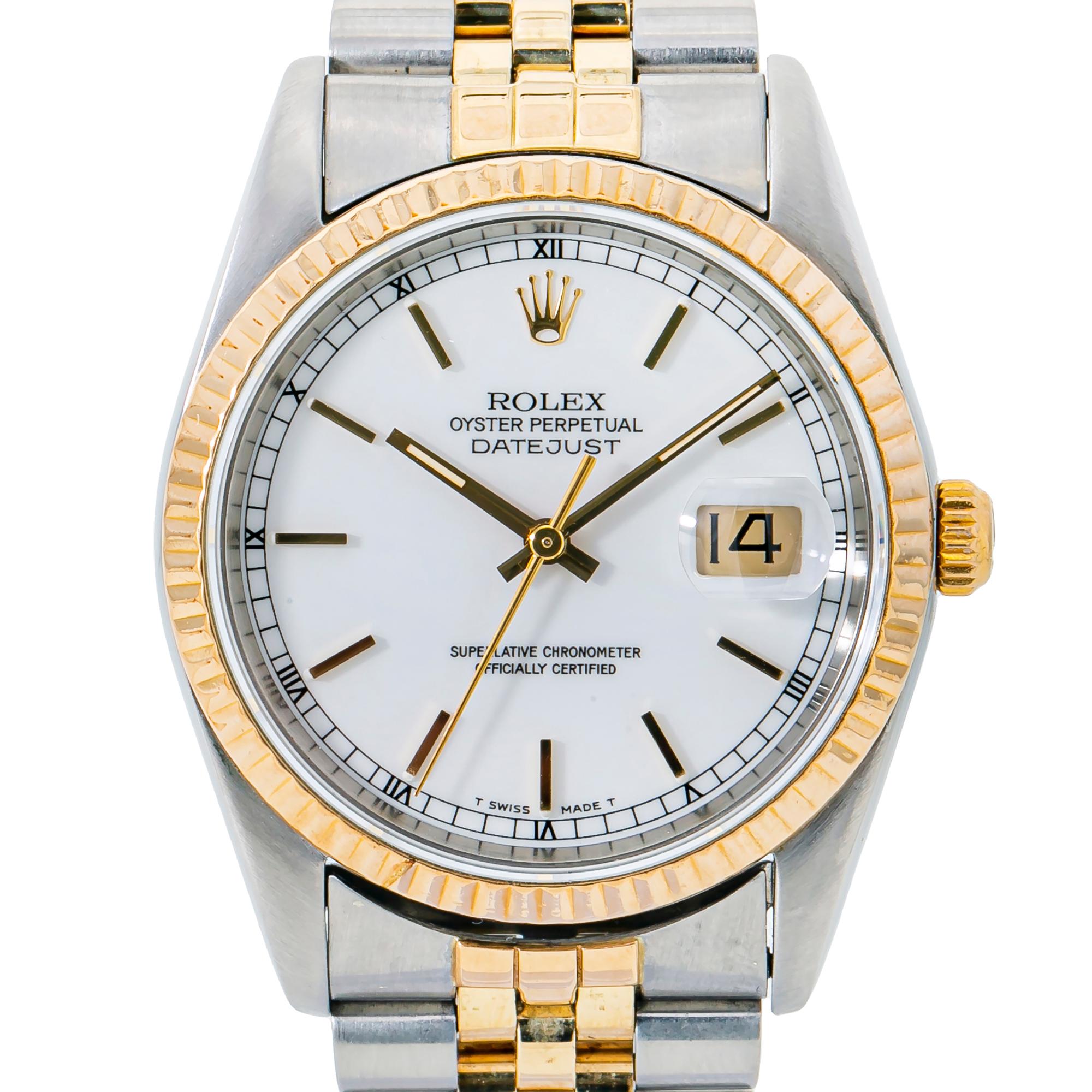 Rolex Datejust Jubilee 16233 2-Tone 18K Yellow Gold white Dial 26mm