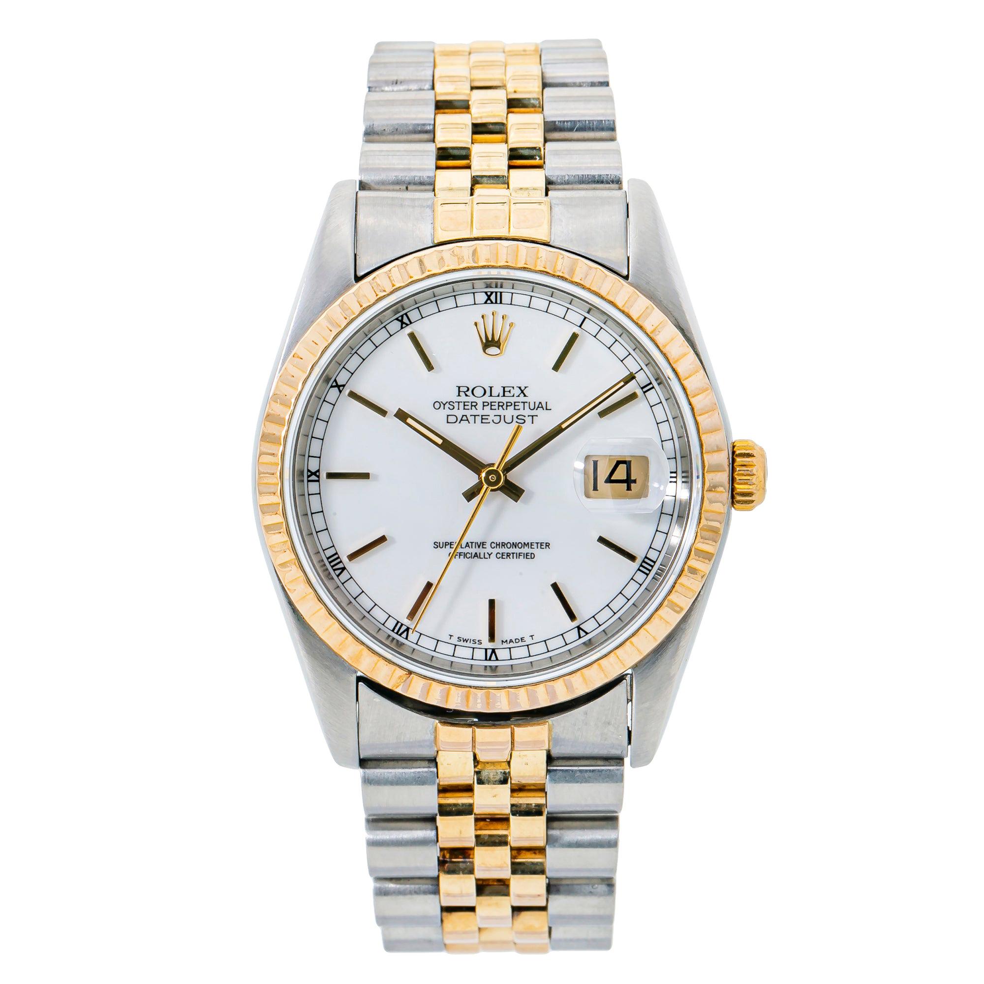 Rolex Datejust Jubilee 16233 2-Tone 18K Yellow Gold White Dial