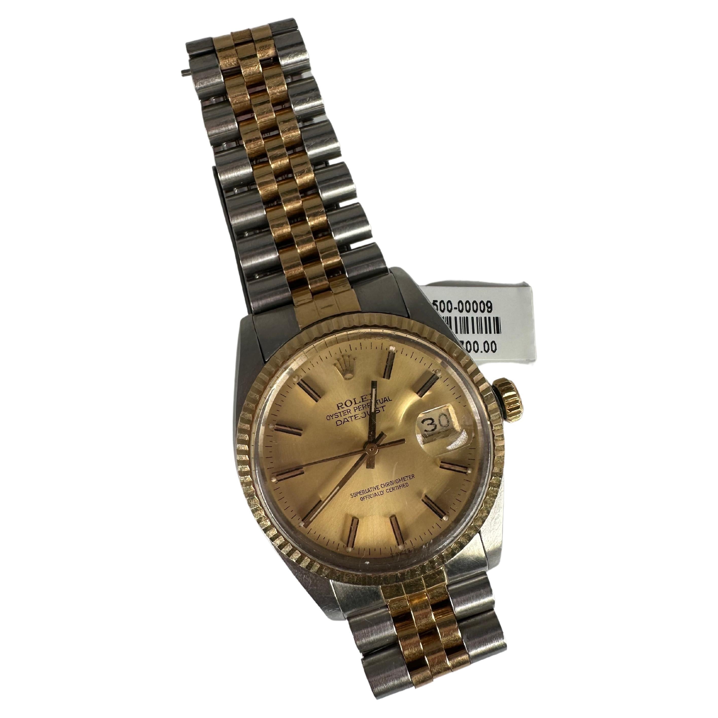 Rolex Datejust Jubilee 18 Karat Yellow Gold and Stainless Steel  For Sale