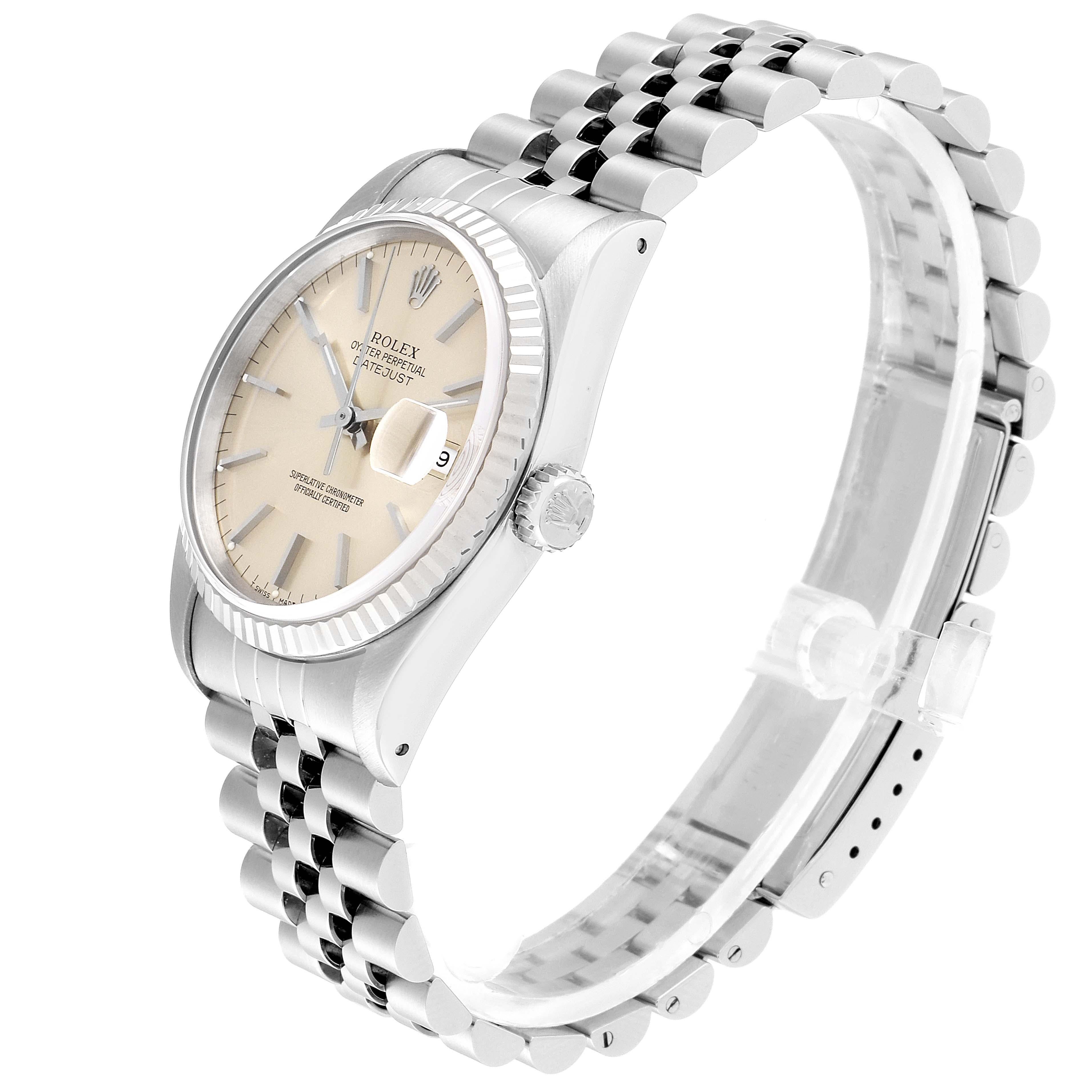 Rolex Datejust Jubilee Bracelet Steel White Gold Men's Watch 16234 In Excellent Condition In Atlanta, GA