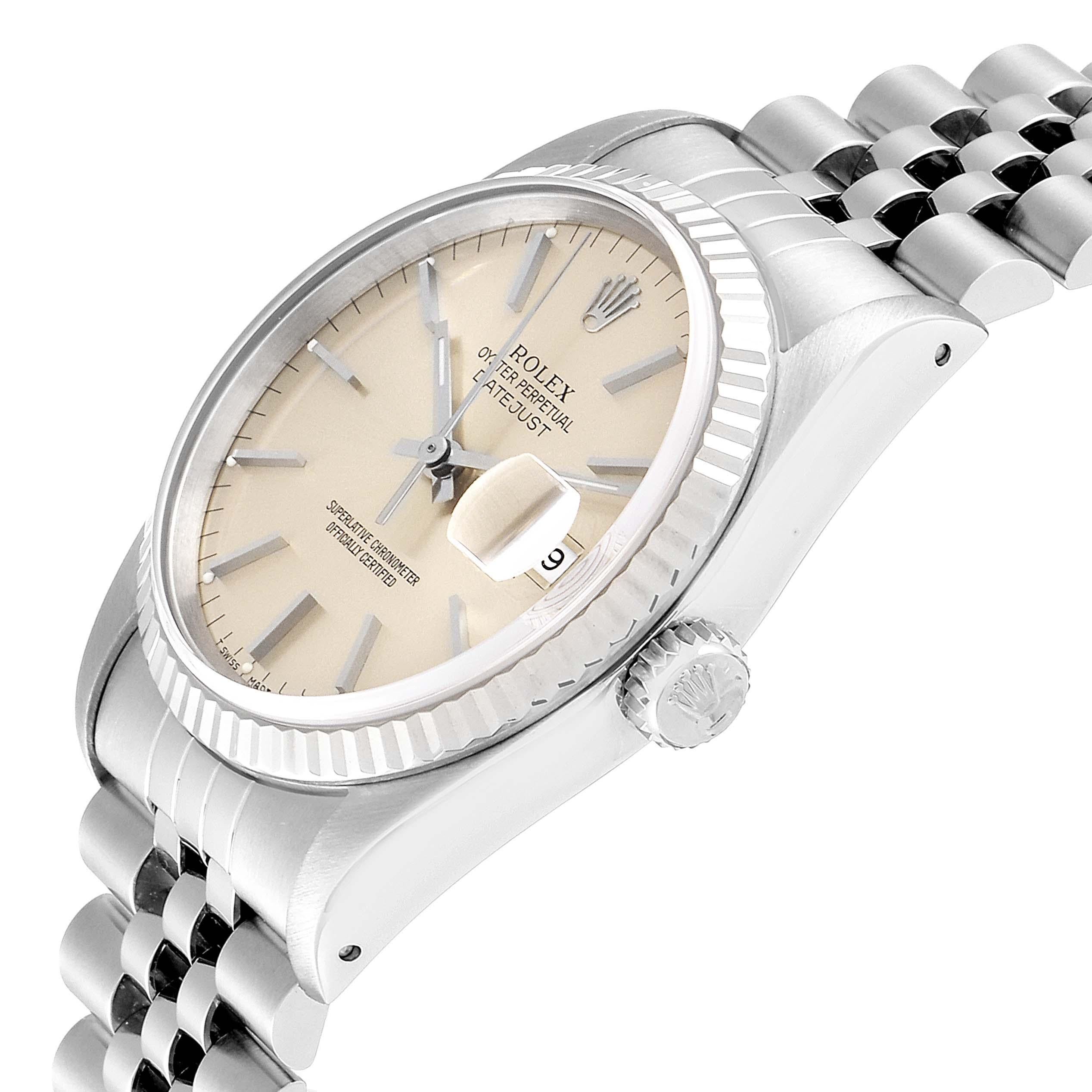Rolex Datejust Jubilee Bracelet Steel White Gold Men's Watch 16234 2
