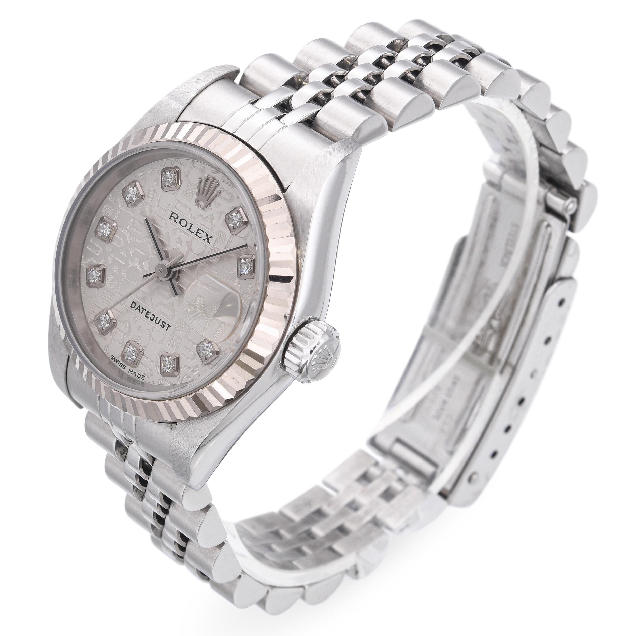 Rolex Datejust Jubilee Esfera Diamante Acero Oro Blanco Reloj Señora Ref. 79174 Corte redondo en venta