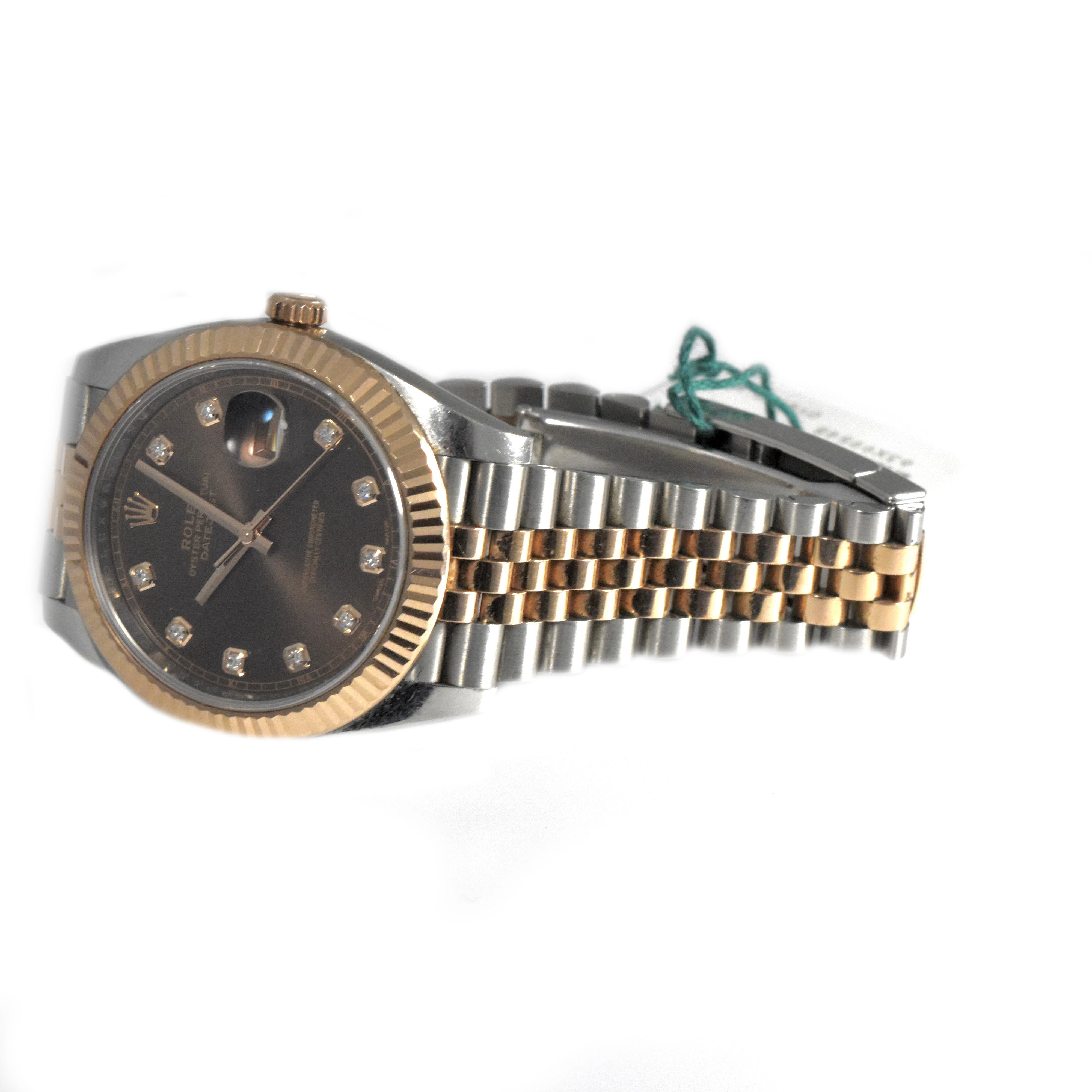 Rolex Datejust Jubilee Everose Gold Chocolate Diamond Watch Ref. 126331