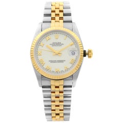 Rolex Datejust Jubilee Gold and Steel Ivory Roman Dial Ladies Watch 68273