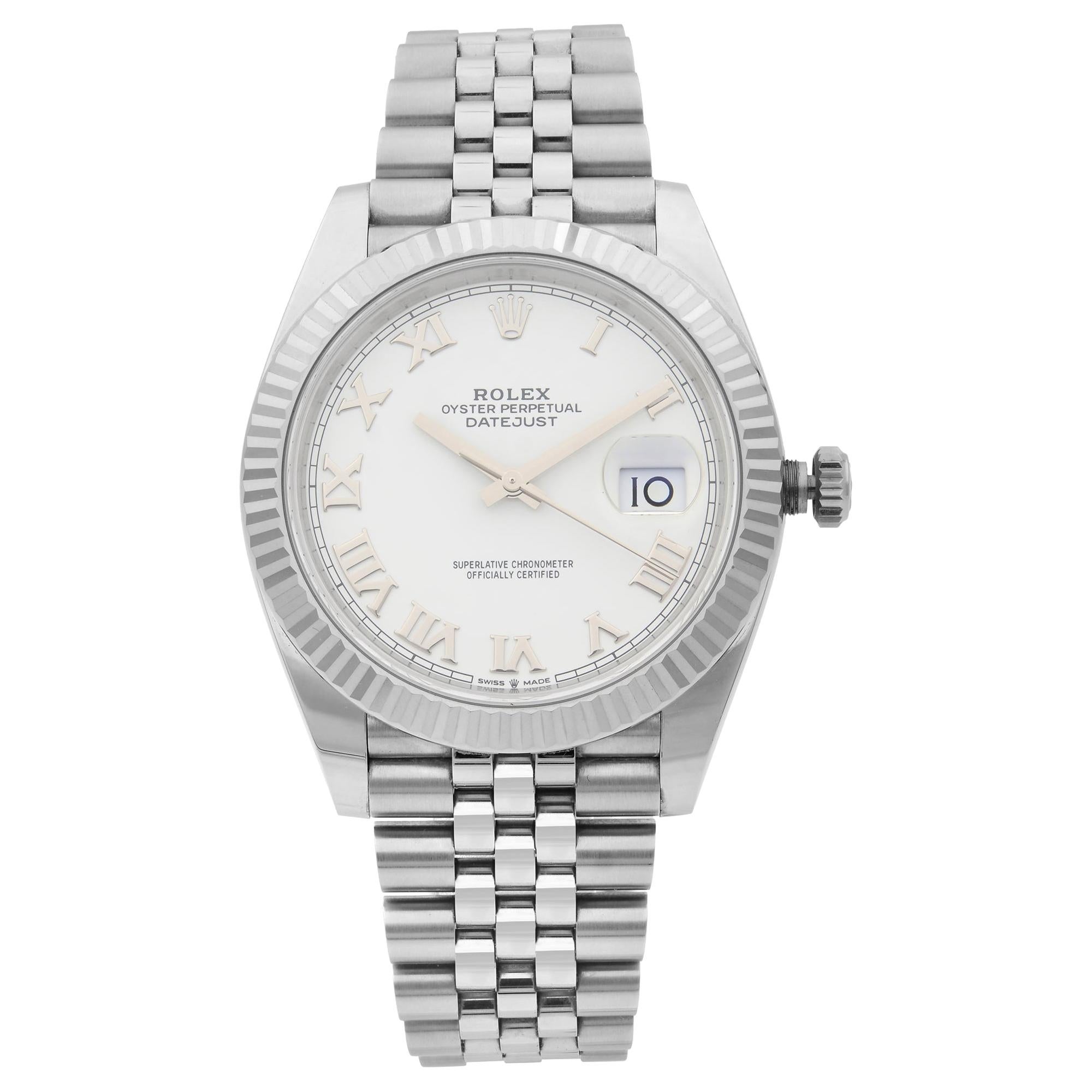 Rolex Datejust Jubilee Steel White Roman Dial Automatic Men's Watch 126334