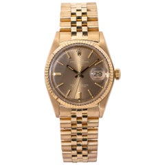 Rolex Datejust Jubiless 1601 Vintage 18k Yellow Gold Champagne Dial Men's