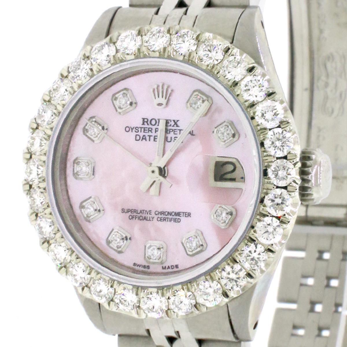 Rolex Datejust Ladies Automatic Steel Jubilee Watch, 1.96 Carat Diamond Bezel For Sale 4