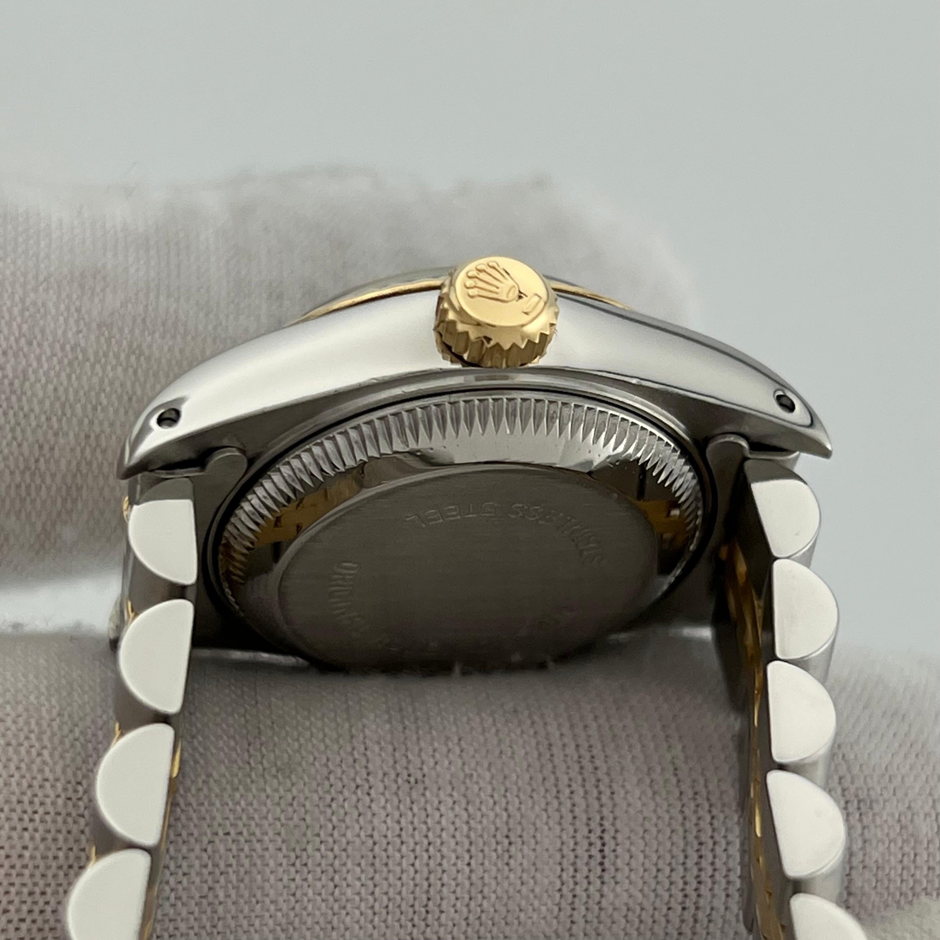 Rolex Datejust Damen 69173 26mm Champagner Wandteppich Zifferblatt 18k Gelbgold Stahl im Angebot 4